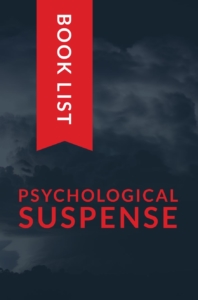 image of foreboding sky with clouds and text BOOK LIST PSYCHOLOGICAL SUSPENSE